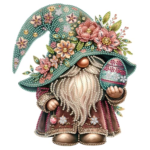 BIOSA 5D DIY Diamond Painting Osterzwerg Desktop Set Deko, Oster Gnome Ornament Set, 5D DIY Diamond Oster Gnome Ostereier Desktop-Dekoration Geschenke Deko von BIOSA