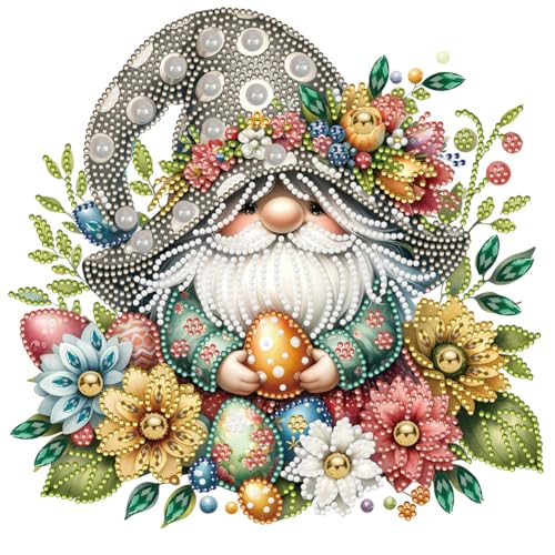 BIOSA 5D DIY Diamond Painting Osterzwerg Desktop Set Deko, Oster Gnome Ornament Set, 5D DIY Diamond Oster Gnome Ostereier Desktop-Dekoration Geschenke Deko von BIOSA