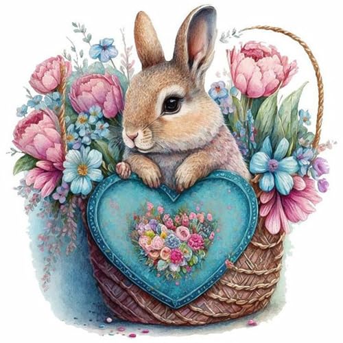 BIOSA 5D Osterhase Diamond Painting, Osterhase DIY Diamond Art Painting Kits Full, DIY Osterhase Kunst Bastelbedarf for Erwachsene, Kinder, Zuhause, Wanddekoration von BIOSA