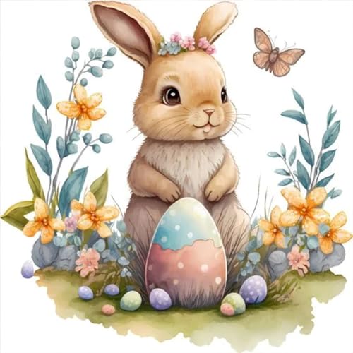 BIOSA 5D Osterhase Diamond Painting, Osterhase DIY Diamond Art Painting Kits Full, DIY Osterhase Kunst Bastelbedarf for Erwachsene, Kinder, Zuhause, Wanddekoration von BIOSA