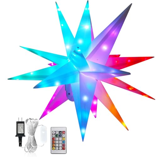 BIOSA Bluetooth-kompatibel 25/40/50/60 cm LED-Weihnachtsstern-Baumspitze, Moravian Star Außenleuchte, APP-Fernbedienung, Farbwechsel, Weihnachtsbaumspitze, Stern, glänzendes Licht, EU-Stecke von BIOSA