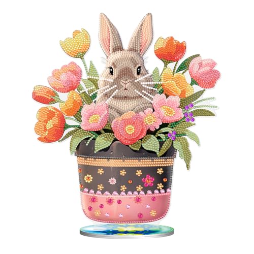 BIOSA DIY Diamond Painting Ostern Deko, 5D Ostern Hase Desktop-Ornamente Set, DIY Osterhase Diamant Painting Kaninchen Ornamente Geschenk Ostern for Zuhause von BIOSA