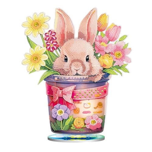 BIOSA DIY Diamond Painting Ostern Deko, 5D Ostern Hase Desktop-Ornamente Set, DIY Osterhase Diamant Painting Kaninchen Ornamente Geschenk Ostern for Zuhause von BIOSA