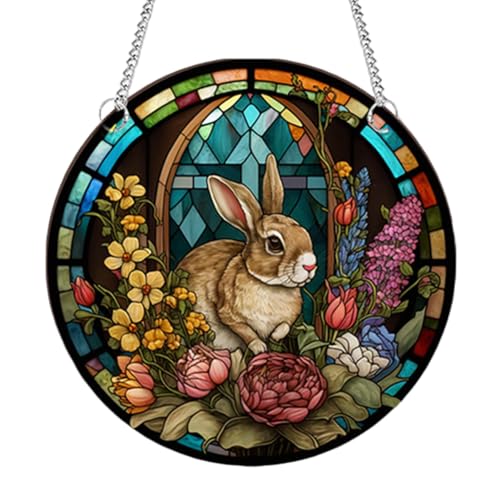 BIOSA Diamond Painting Ostern, 5D Ostern Hase Diamond Painting Set Acryl-Heimdekorations-Panel mit Kette und Haken, Hängender Ostern Strass Kristall Dekoration Handwerk Geschenk von BIOSA