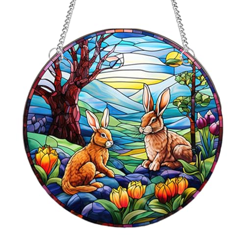 BIOSA Diamond Painting Ostern, 5D Ostern Hase Diamond Painting Set Acryl-Heimdekorations-Panel mit Kette und Haken, Hängender Ostern Strass Kristall Dekoration Handwerk Geschenk von BIOSA