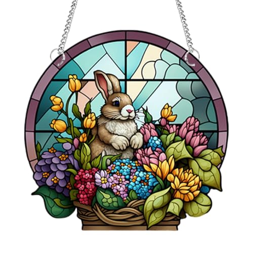 BIOSA Diamond Painting Ostern, 5D Ostern Hase Diamond Painting Set Acryl-Heimdekorations-Panel mit Kette und Haken, Hängender Ostern Strass Kristall Dekoration Handwerk Geschenk von BIOSA