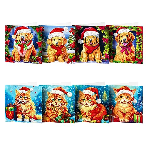 BIOSA Diamond Painting Weihnachtskarten, Weihnachten Diamond Painting Set Weihnachten Karten DIY Diamant Painting Malerei Geschenkkarte, 5D DIY Diamant weihnachtskarten von BIOSA