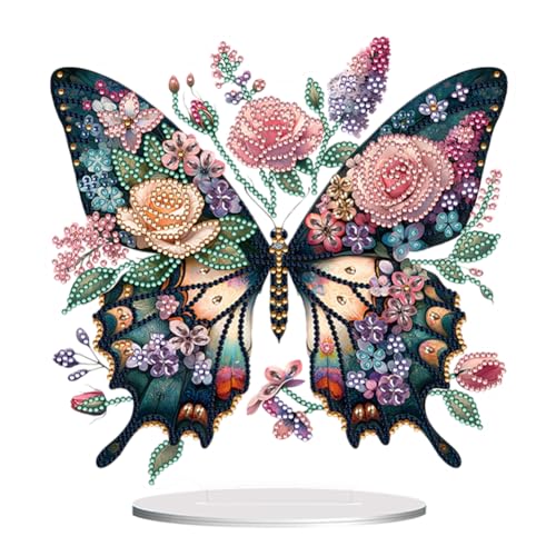 BIOSA Runde + spezielle Form Tischplatte Diamant Malerei Ornament Kits Acryl Desktop Diamant Kunst Kits Schmetterling 5D DIY Diamant Kunst Tischdekorationen Diamant Malerei Desktop Dekoratio von BIOSA