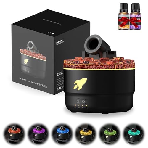 BIOSA Volcanic Crack Light Cannons Luftbefeuchter mit 7 Arten LED Lichtfarben & ätherischem Öl und 3 Timer Timing Cannon Blast Aroma Diffuser for Duftöle Aromatherapie Öle Diffusor von BIOSA