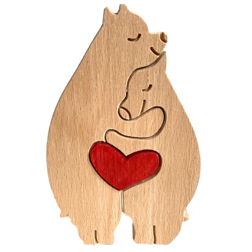 BIOSA handgeschnitzte hölzerne Tierstatue, Cartoon-Holz-Liebestier-Paar-Figur, kreatives multifunktionales Geschenk for Männer, Frauen, Familienliebhaber von BIOSA