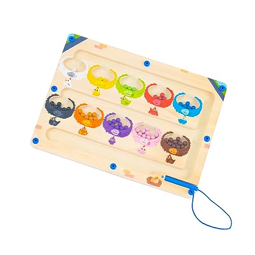 BIOSA magnetisches Stahlkugel-Zeichenbrett mit magnetischem Stift und Perlen, Punkt-Kunsttafel, Montessori-Bildungsspielzeug, hölzerne Magnettafel, Rätsel, mehrere Spielmöglichkeiten for Kin von BIOSA