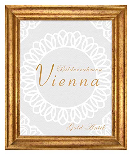 BIRAPA Bilderrahmen gold Vienna Rahmen 36x48 cm - Bilderrahmen vintage in Gold Antik, Bilderrahmen Holz mit Zierleiste innen und außen, Fotorahmen, Holzrahmen von BIRAPA