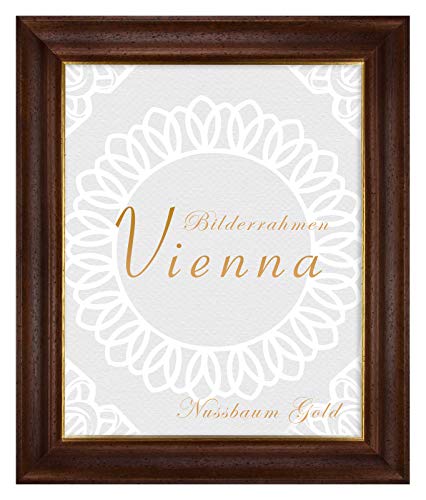 BIRAPA Bilderrahmen gold Vienna Rahmen 80x120 cm - Bilderrahmen vintage in Nussbraun Gold, Bilderrahmen Holz mit Zierleiste innen und außen, Fotorahmen, Holzrahmen von BIRAPA