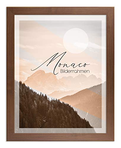 BIRAPA Monaco Bilderrahmen Holz 21x29,7 cm (DIN A4) Nussbaum Dunkel - Wechselrahmen Bilderrahmen Plexiglas - für Fotos, Bilder & Poster von BIRAPA