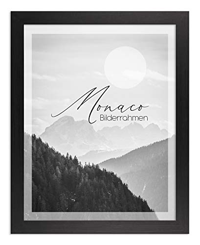 BIRAPA Monaco Bilderrahmen Holz 21x29,7 cm (DIN A4) Schwarz Gemasert - Wechselrahmen Bilderrahmen Plexiglas - für Fotos, Bilder & Poster von BIRAPA