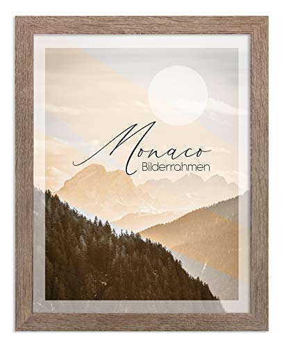 BIRAPA Monaco Bilderrahmen Holz 29,7x42 cm (DIN A3) Raucheiche - Wechselrahmen Bilderrahmen Plexiglas - für Fotos, Bilder & Poster von BIRAPA