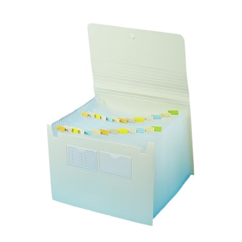 BIRJXVTO Dateiordner Mit Umschlag 26 Seiten Organza Tasche A4 Stehend Mehrlagig Sortiermappe Datenmappe Minimappe Aktenmappe für Büro(Light Green) von BIRJXVTO