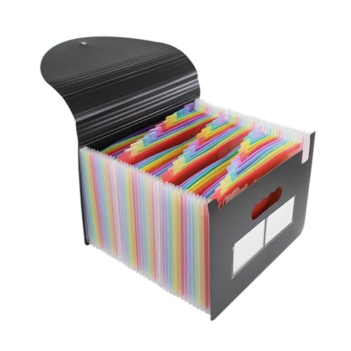 BIRJXVTO Dateiordner with Cover 36 Layers Organ Bag Standing Multi-Layer A4 Folder Test Paper Storage Clip für Büro von BIRJXVTO