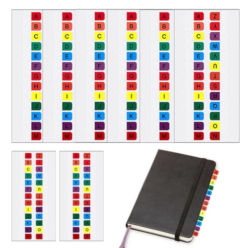 BIRLOZA A-Z Klebe-Register, Mehrfarbig, Alphabet-Index-Registerkarten, selbstklebend, transparent, permanente, alphabetische Registerkarten, kleine Buch-Tabs für Notebooks, Wörterbuchdateien (208) von BIRLOZA