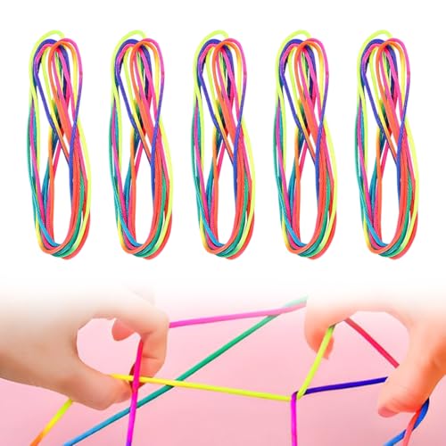 BIRLOZA Fadenspiel Fingerspiel 5 Stück Fingertwist Regenbogen Fingerspiel Rainbow Rope Regenbogen Schnur Finger Fadenspiele Für Kinder für Kindergeburtstag als Mitgebsel für Mädchen Jungen von BIRLOZA