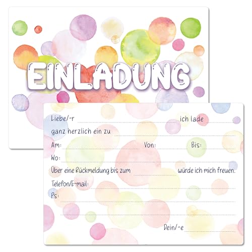 BIROYAL 13 Einladungskarten zum Kindergeburtstag mit gestalteten Umschläge, Bunte Einladung zur Geburtstagsfeier, 105x148mm Geburtstagseinladungen, Partyeinladungen für Kinder Erwachsene (Aquarell) von BIROYAL