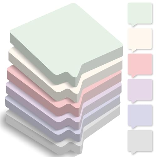 BIROYAL Haftnotizen Klebezettel, 6 Blöcke 70 Blatt Sticky Notes, 76 mm x 76 mm Klebezettel bunt, Haftnotizen lustig, Sticky Notes pastell, Notizzettel Klebend zum Markieren & Hervorheben, Dialog Shape von BIROYAL