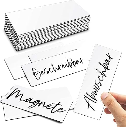 BIROYAL Magnetstreifen beschreibbar, 11X4cm Weiß 25Stk. abwischbare Magnete, Selbstklebend Magnetschilder zum beschriften, Magnet-Etiketten für Whiteboards, Kühlschränke, Magnettafeln von BIROYAL