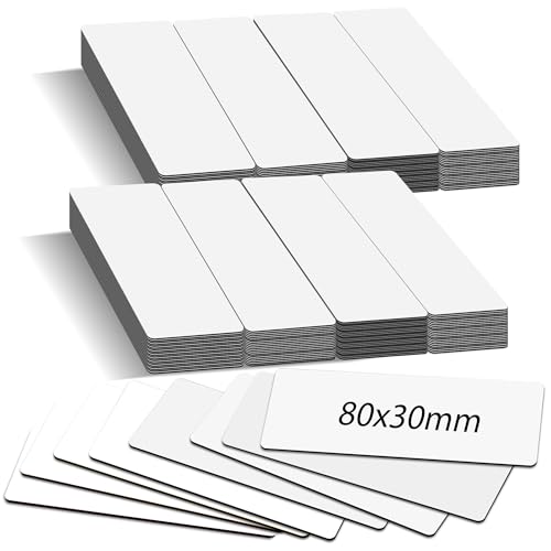 BIROYAL Magnetstreifen beschreibbar, 8X3cm Weiß 50Stk. abwischbare Magnete, Selbstklebend Magnetschilder zum beschriften, Magnet-Etiketten für Whiteboards, Kühlschränke, Magnettafeln von BIROYAL