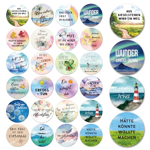 BIROYAL Sticker Spüche, 120 Stk. 4cm | bunte Motivationssticker mit Positiven Sprüchen Sticker Set 24 Inspirierende Sprüche Aufkleber Tagebuch Dekorative Sticker für Scrapbooking Umschlag Deutsch von BIROYAL