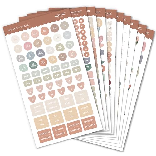 BIROYAL Bullet Journal Zubehör, 10 Blätter/1000 Aufkleber, Bullet Journal Sticker, Kalender Stickers, Aesthetic Planner Stickers, Sticker Set, Kalender Aufkleber für Bullet Journal, Tagebuch & Planner von BIROYAL