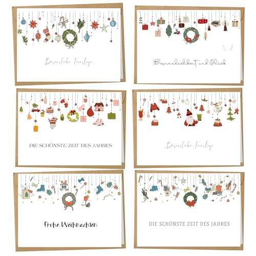 BIROYAL Weihnachtskarten mit Umschlag Set (12 Stück) | Weihnachtsblumengirlande Klappkarten | Coole Weihnachtskarte Weihnachtspostkarten Christmas Postkarte mit Umschlägen für deine Weihnachtsgrüße von BIROYAL