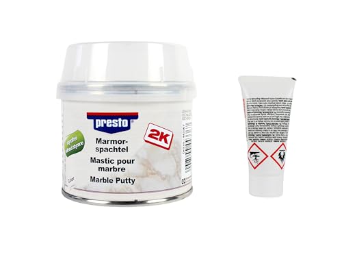 2K Marmor-Reparatur-Spachtel 200g, 2 Komponenten Marmorspachtel styrolfrei Füller, Reparatur Beschädigung Marmoroberfläche von BISOMO