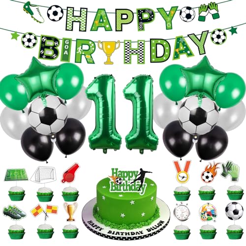 Fußball-Geburtstagsdekorationen, Alter 11, Fußball-Luftballons, 11. Geburtstag, Dekorationen für Jungen, Mädchen, Kinder, Fußball-Party-Dekorationen, Fußball, Happy Birthday, von BITOWO