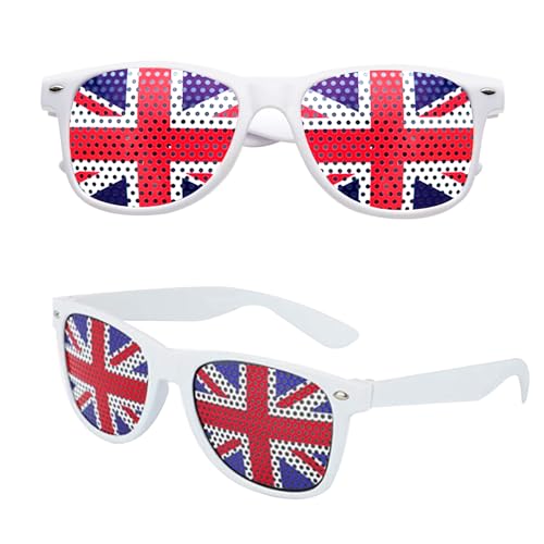 Union-Jack-Brille, Union-Jack-Sonnenbrille, Shades, Britische Flagge, Brille, Union-Jack-Zubehör, Damen, Kinder, Union-Jack-Brille, Erwachsene, Großbritannien, England, große Union-Jack-Partybrille, von BITOWO
