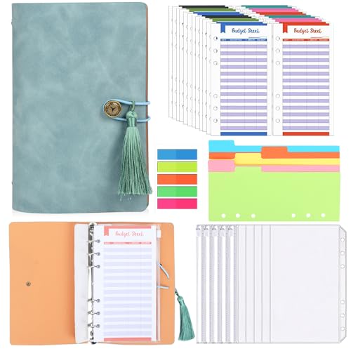 Budget Planner, A6 Budget Binder, 45 in 1 Budgetplaner mit 24 Budgetblätter 10 Budget Planner Geldumschläge, 5 Teiler, 5 Aufklebern Haushaltsbuch für Finanzplaner Sparen Mappe von BITOYO