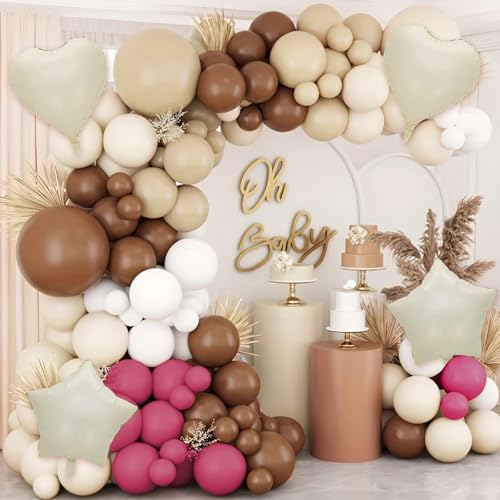 BITOYO Luftballon Girlande Beige 127 Stück Aprikose Braun Rose Rot Sandweiß Ballongirlande Set, Ballonbogen Girlanden für Mädchen Geburtstag Party, Baby Shower, Jubiläum, Bridal Shower, Hochzeit von BITOYO