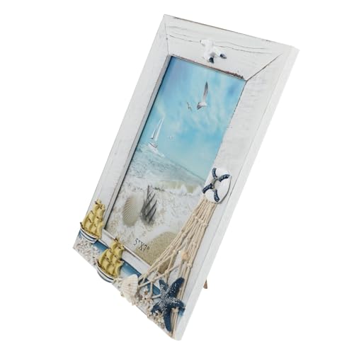 BIUDECO 1Stk Bilderrahmen home decor wohnungsdeko photostick sailing unikal weiße Fotorahmen Dekor weiße Anzeige Strand-Fotorahmen weiße Rahmen Fotohalter Desktop-Fotorahmen hölzern von BIUDECO