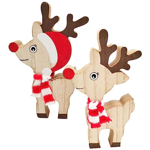 BIUDECO Weihnachtsdeko Holzdeer Tischschilder Niedliche Weihnachtsornamente Mit Hut Ohne Hut Für Festliche Tischdekoration Und Weihnachtsfeier von BIUDECO