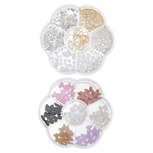 BIUDECO Perlen Set 3d Nail Art Dekorationen 2 Boxen Mit Perlen Kristallsteinen Und Schmucksteinen Für Kreative Nagelkunst Nail Gems Und Nail Pearls Für Individuelle Designs Nagel Perlen von BIUDECO