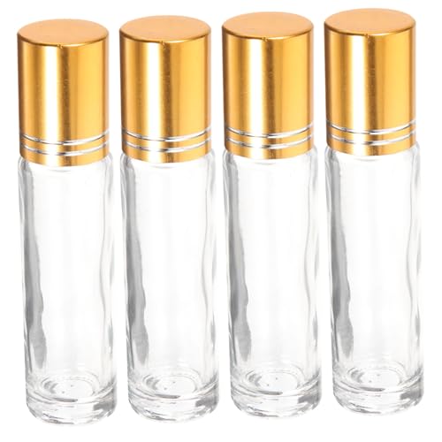 BIUDECO 4 Stück 10 Ml Ätherisches Öl Glasrollerflaschen Set Nachfüllbare Behälterspender Für Aromatherapie Und Duftöle Ideal Für Massagen Und Kosmetik Anwendungen von BIUDECO