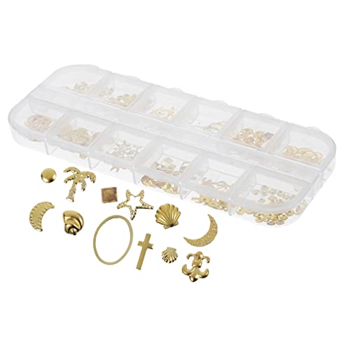 BIUDECO Blumen Schmuckmaterialien Charms Art Nagelzauber Klebrig für Sticker Nagelkunst Golden Nagellegierung für Nagelkunstfüller Maniküre Nail Zarte Box Sterne von BIUDECO