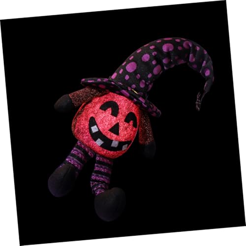 BIUDECO Kürbis Laterne Ornament Jack o Lantern Plüsch Beleuchteter Halloween-zwerg Tischplatte Für Halloween-Dekorationen Gefüllte Kürbispuppe Dekor Für Den Tisch Tierdekor Stoff Violett von BIUDECO