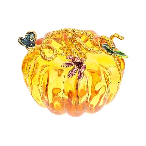 BIUDECO Kürbis aus Glaskristall Dekorationen für zu Hause Tischdekoration für den Tisch Herbstdeko dekorative Ornamente Glashandwerk Kürbisfigur aus Glas Halloween- Yellow von BIUDECO