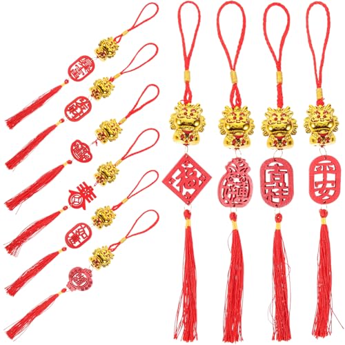 BIUDECO Quaste Baumschmuck Baum Chinesischen Chinesisches Reicher Hängende Neujahrsornament Schmücken Dekorationen Drachenornament Hängeornament Drachen Neue Charakter von BIUDECO