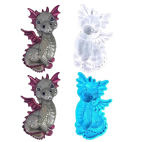 2pcs Drachen Silikonformen 3D Fliegender Drache Tier Epoxidharz Formen DIY Dinosaurier Gießformen Für Herstellung Von Desserts, Süßigkeiten, Eiswürfeln, Puddings Und Gelees12x20,7x3,2 Cm von BIUDUI