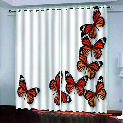 Verdunkelungs Vorhänge Kinderzimmer Bunter Schmetterling 3D Fenstervorhänge Blickdicht Wohnzimmer Modern Schlafzimmer Vorhang Polyester Lang Mit Ösen 140x100cm von BIURKA