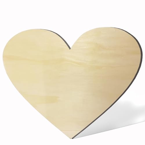 43,2 cm unlackiertes Holzschild in Herzform, blanko Holzschild für Heimwanddekoration, große unlackierte Holzausschnitte für Geburtstag, Hochzeit, Party-Dekoration, große Holz-Valentinstagsdekoration von BIUWING