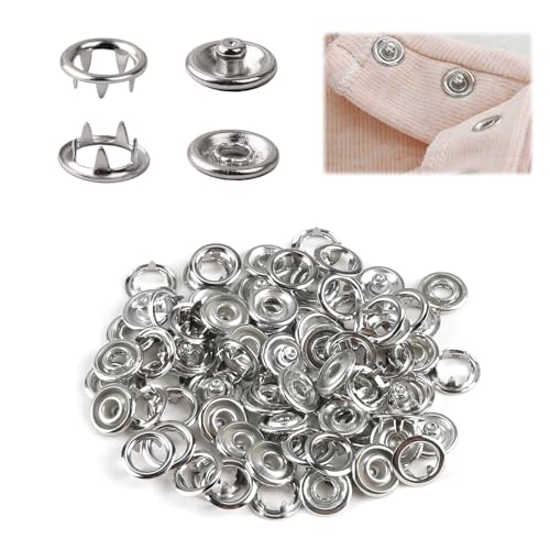 20PCS Nähfrei Jersey Ring Druckknöpfe(10mm), Nachfüllpack Druckknöpfe Ohne Nähen Hochwertige Jersey Ring Druckknöpfe in Silber, Nähfreie Befestigung für Dünne Und Dehnbare Stoffe. von BIVOFU