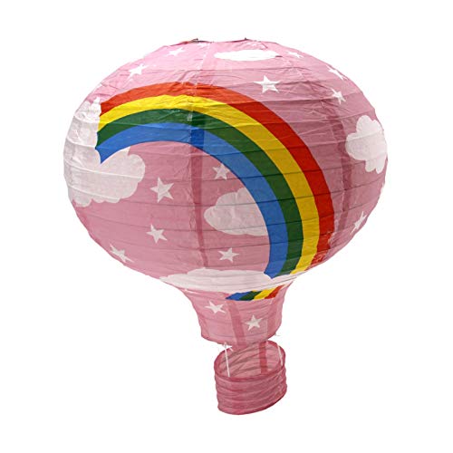 BIYM Papierlaterne für Kinder, Regenbogenfarben, Heißluftballon, 40,6 cm, Rosa von BIYM