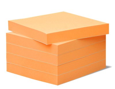 Haftnotizen BIZSTIX® Office -orange- farbig, 5 Blöcke je 100 Blatt, 75 x 75 mm, 80 g/m² Offset signalorange von BIZSTIX